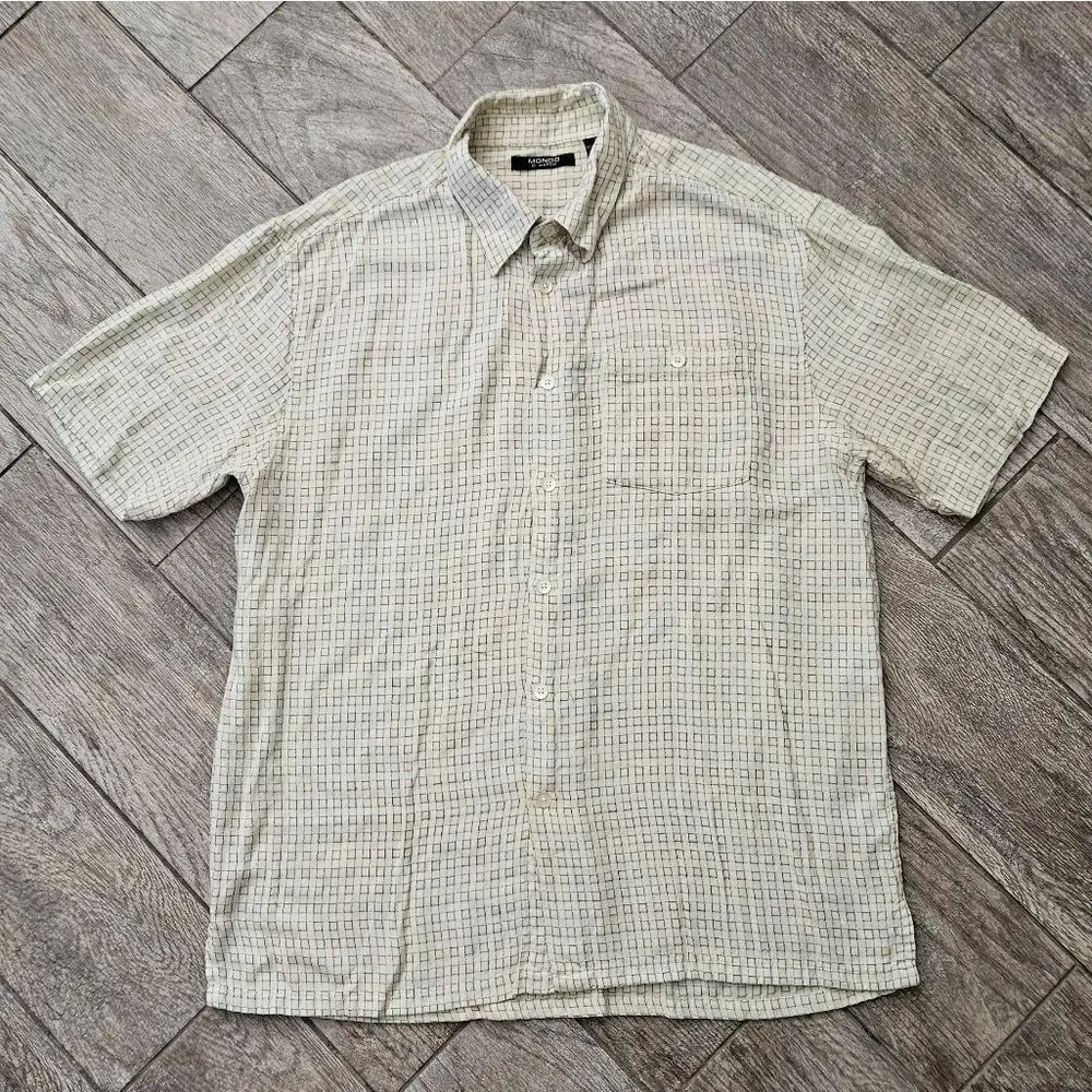 Mondo Di Marco Cream Short Sleeve Button Up Shirt Size M